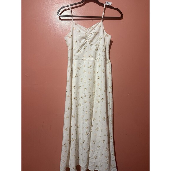 Womens Floral Dress 2 White Sleeveless Sweatheart Neckline Long Straight - Picture 1 of 6